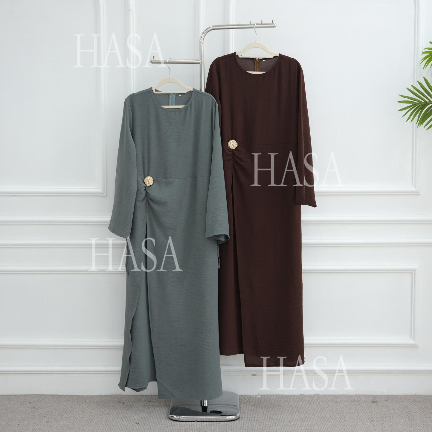 LUMAYA6549 Minimalist Abaya with Waist Detail
