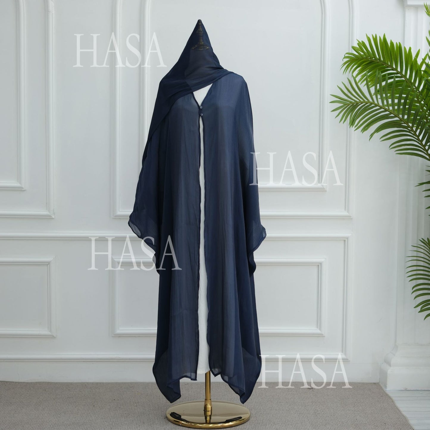 LUMAYA6534 Elegant Island Wrinkle Texture Solid Color Cardigan Robe