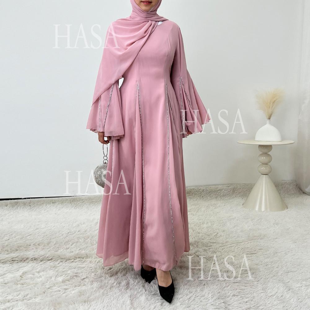 LUMAYA6497 Solid Color Light Luxury Chiffon Long Skirt Suit