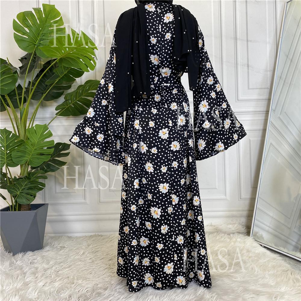 LM6590 Fashionable Printed Loose-fitting Dress with Lace-up Design and Wide Swing