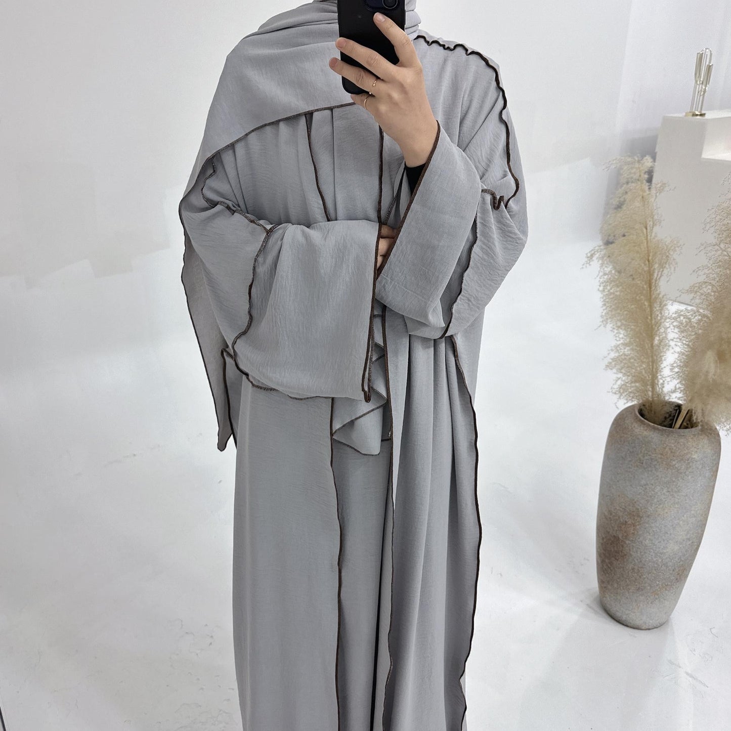 LUMAYA LM1182 3pcs Set Crepe Inner Dress and Cardigan and Hijab