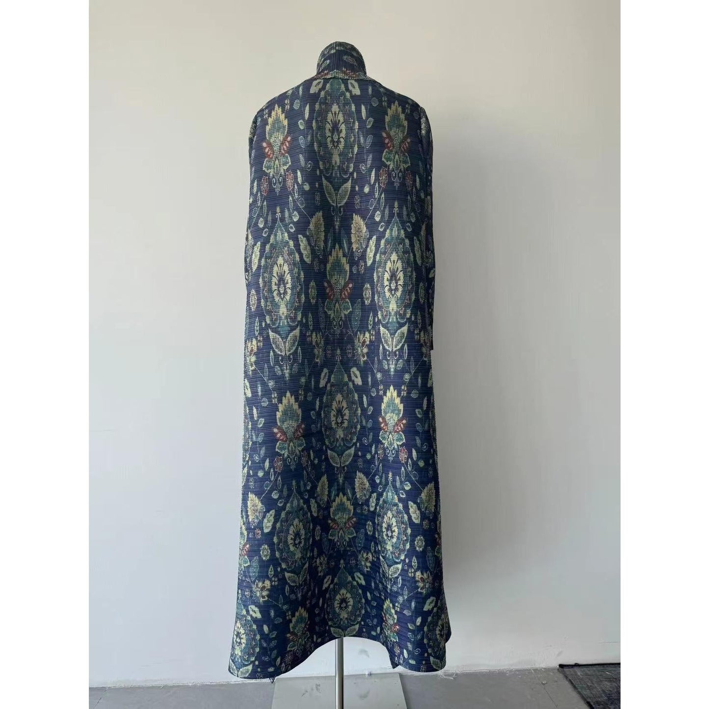 LUMAYA6708 Botanical Elegance , Teal Floral Kimono-Style Abaya
