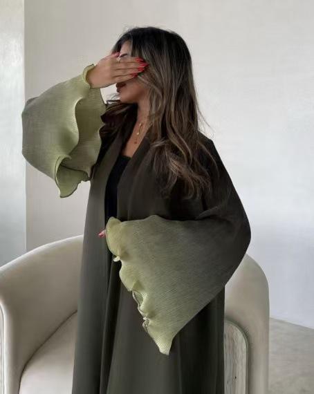 LUMAYASASERIES LUMAYA6721 Olive Ombre  Green Abaya with Gradient Cuffs