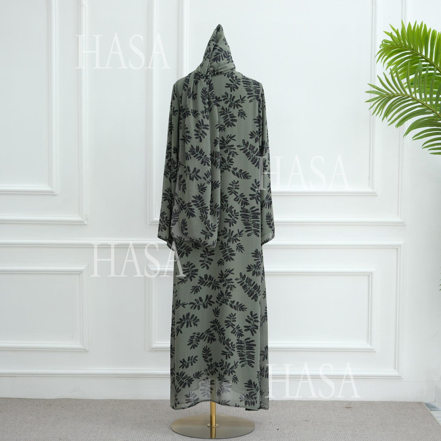 LUMAYA6515 Summer Printed Chiffon Jacket and Headscarf Two-Piece Set