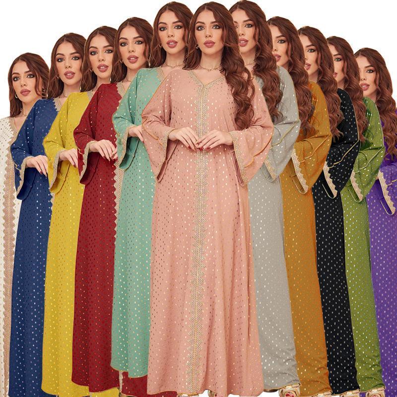 LUMAYA0442 Middle East Women's Clothing New Bronzing Muslim Dubai Robe
