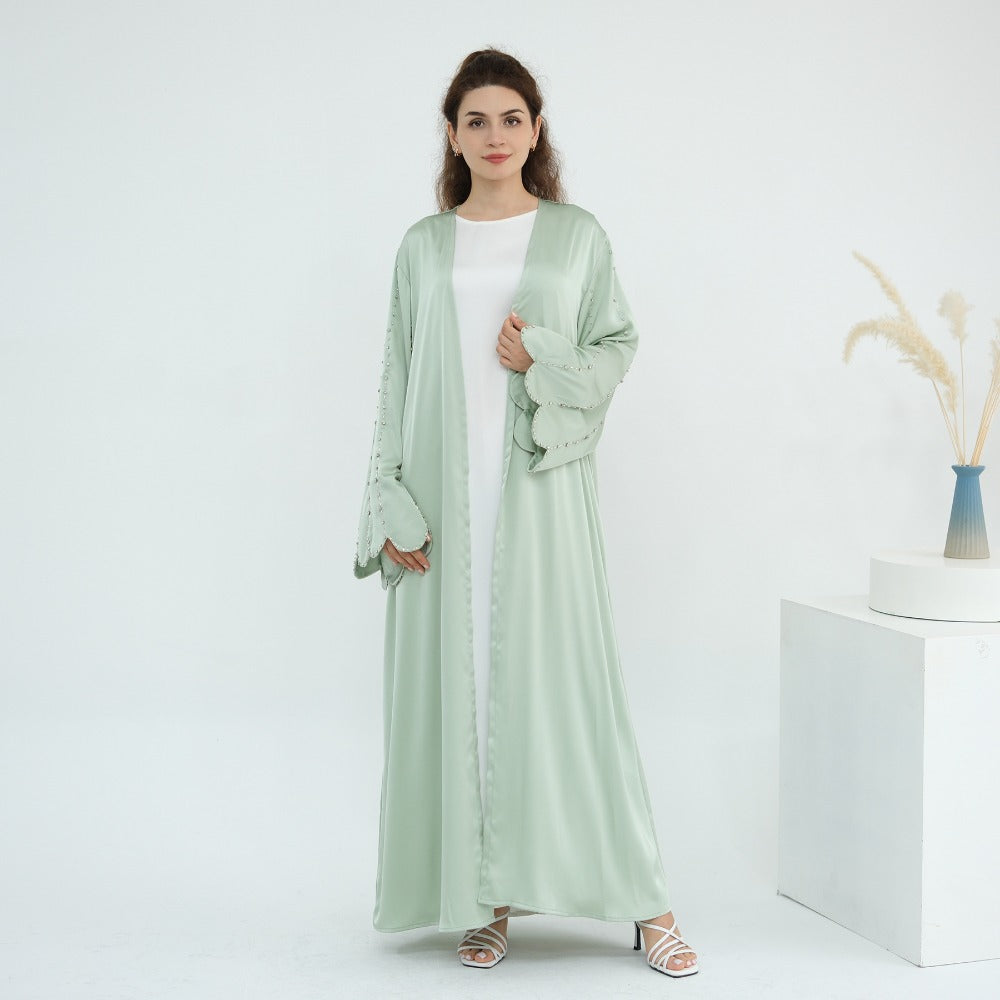 LM6602 Fully LMnd-beaded long cardigan jacket (headscarf not included)