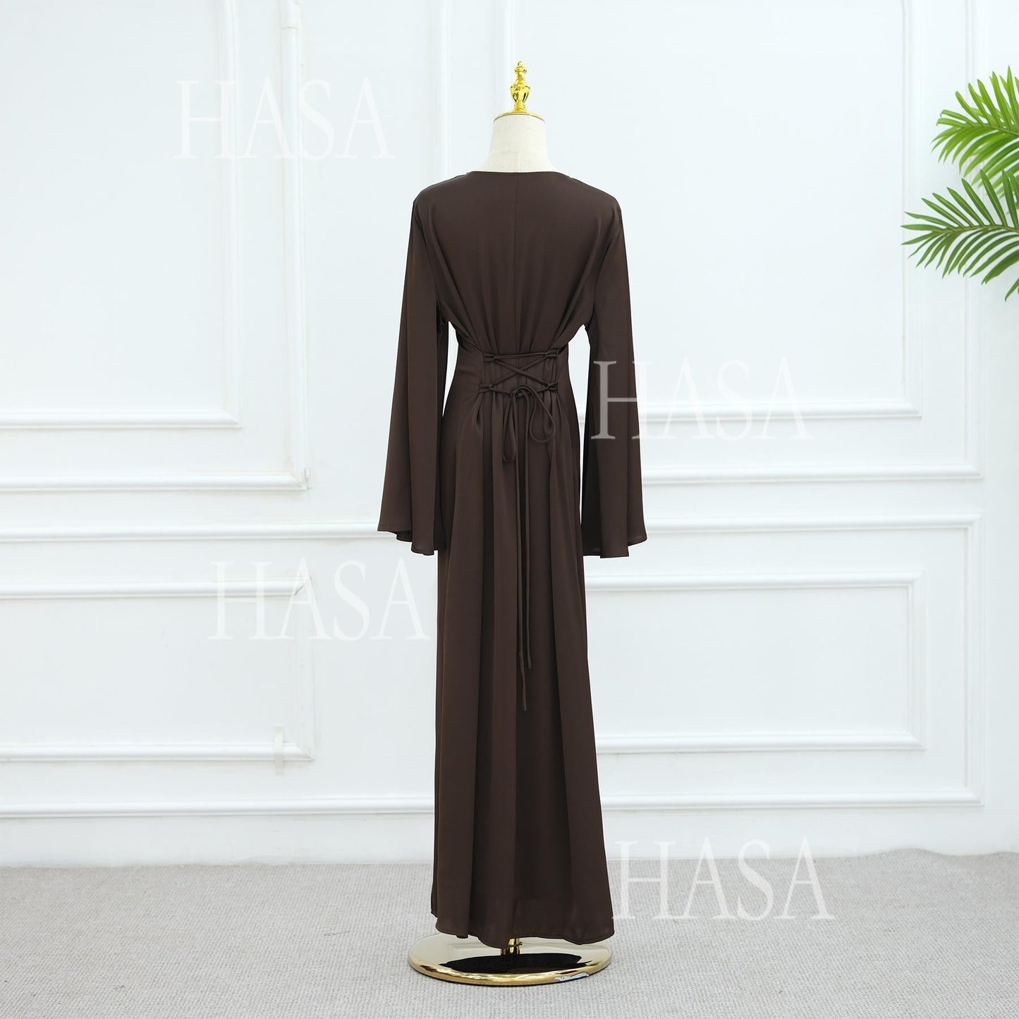 LUMAYA6478 Simple Long Dress with Wide Sleeves, One-piece and Smooth Style