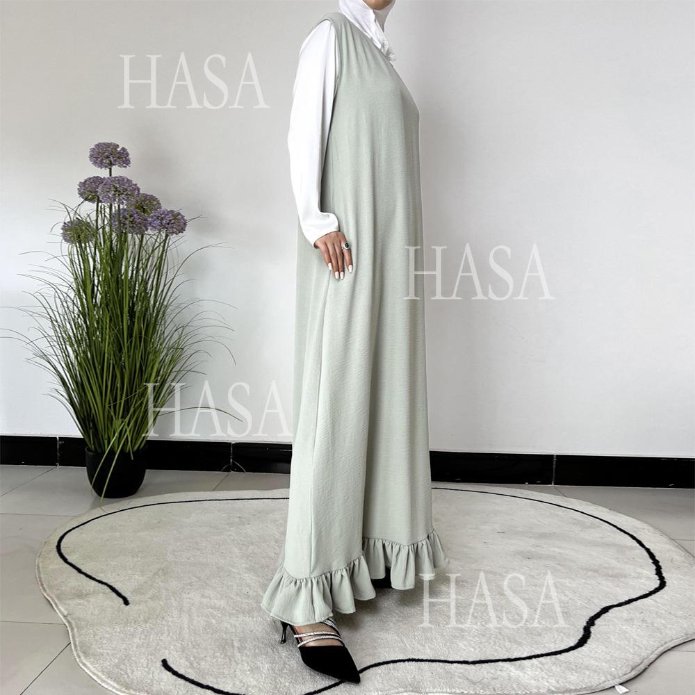 LUMAYA5860 Fashionable Imitation Linen Solid Color Robe, BreatLUMAYAble and Comfortable Leading The Trend abaya girl