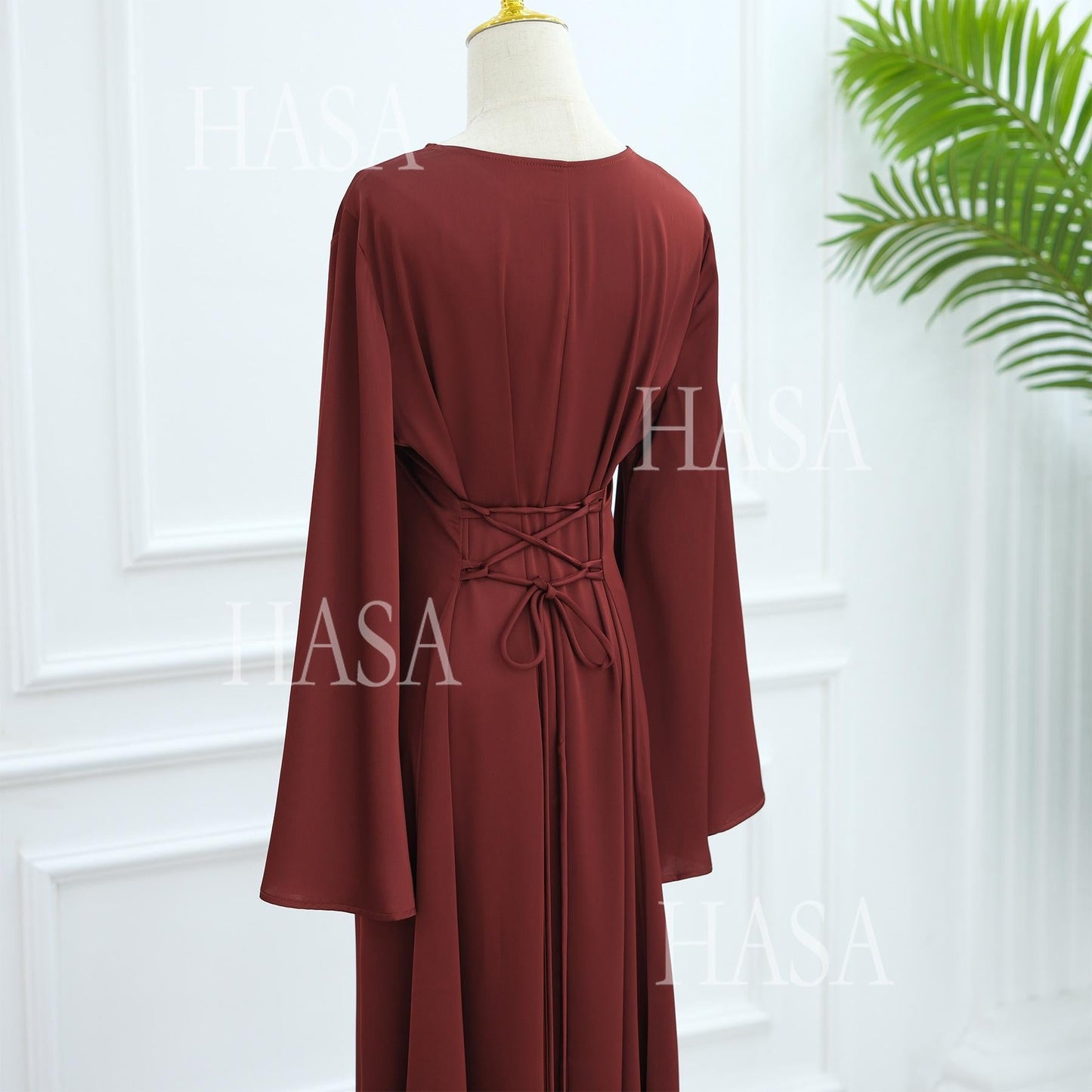 LUMAYA6491 Elegant Bell Sleeve Maxi Dress