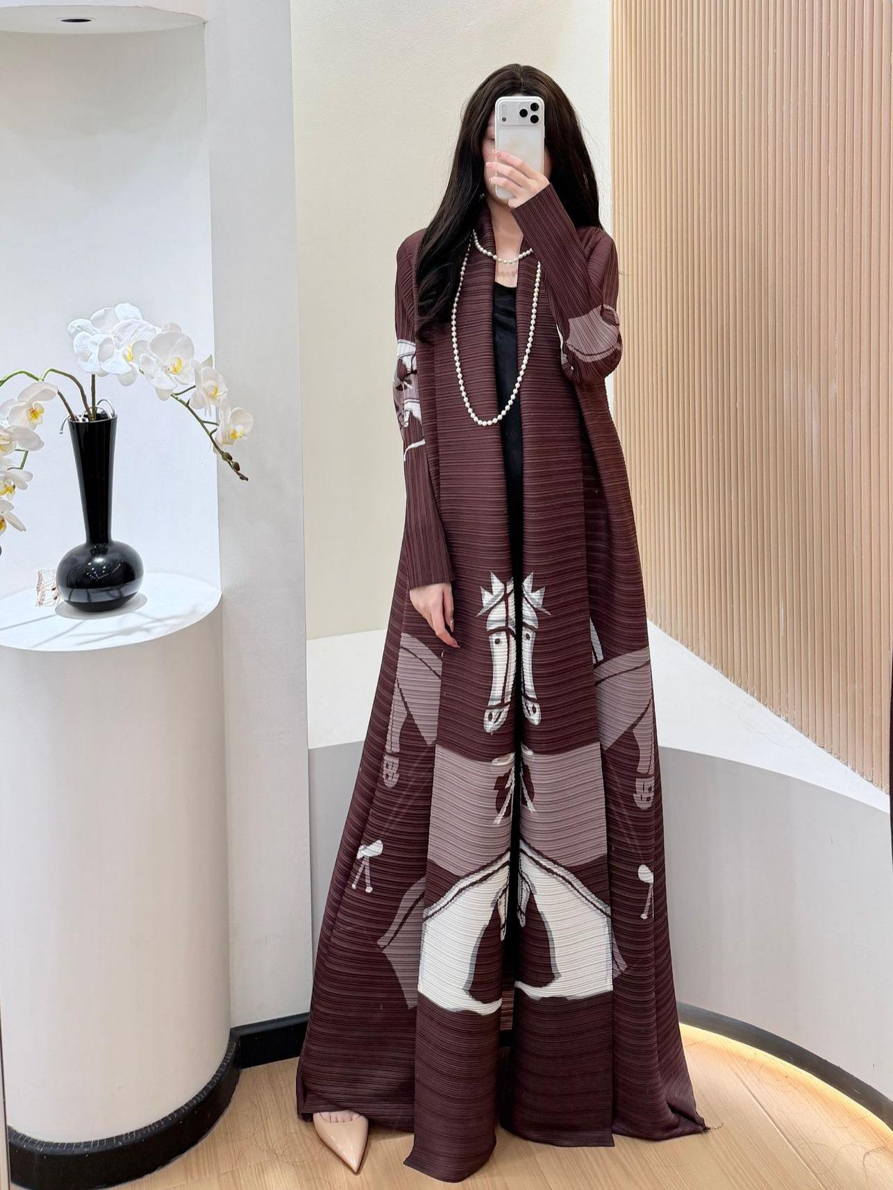 LUMAYA6718 Questrian Elegance | Brown Abaya with Horse Motifs