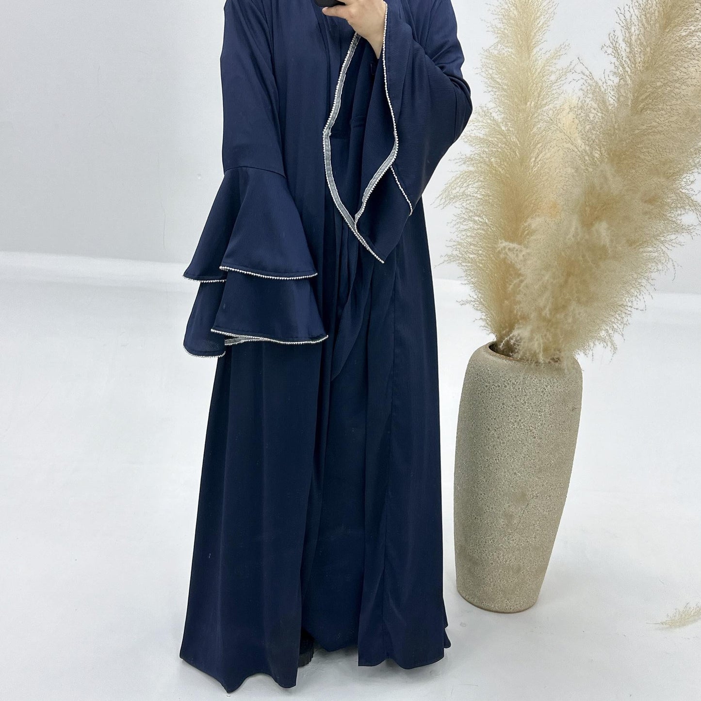 LUMAYA LM1188 3pcs Set Satin Cardigan+Inner Dress+Special Belt