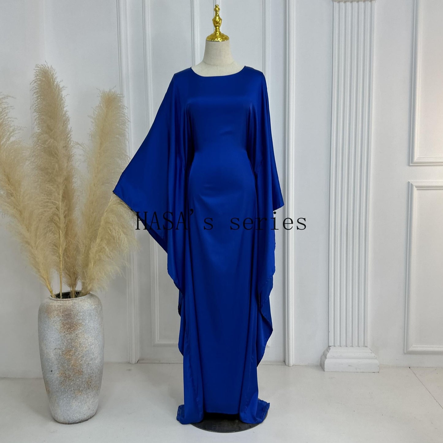 LM1504 Satin Batwing Sleeve Kaftan with Inner Belt