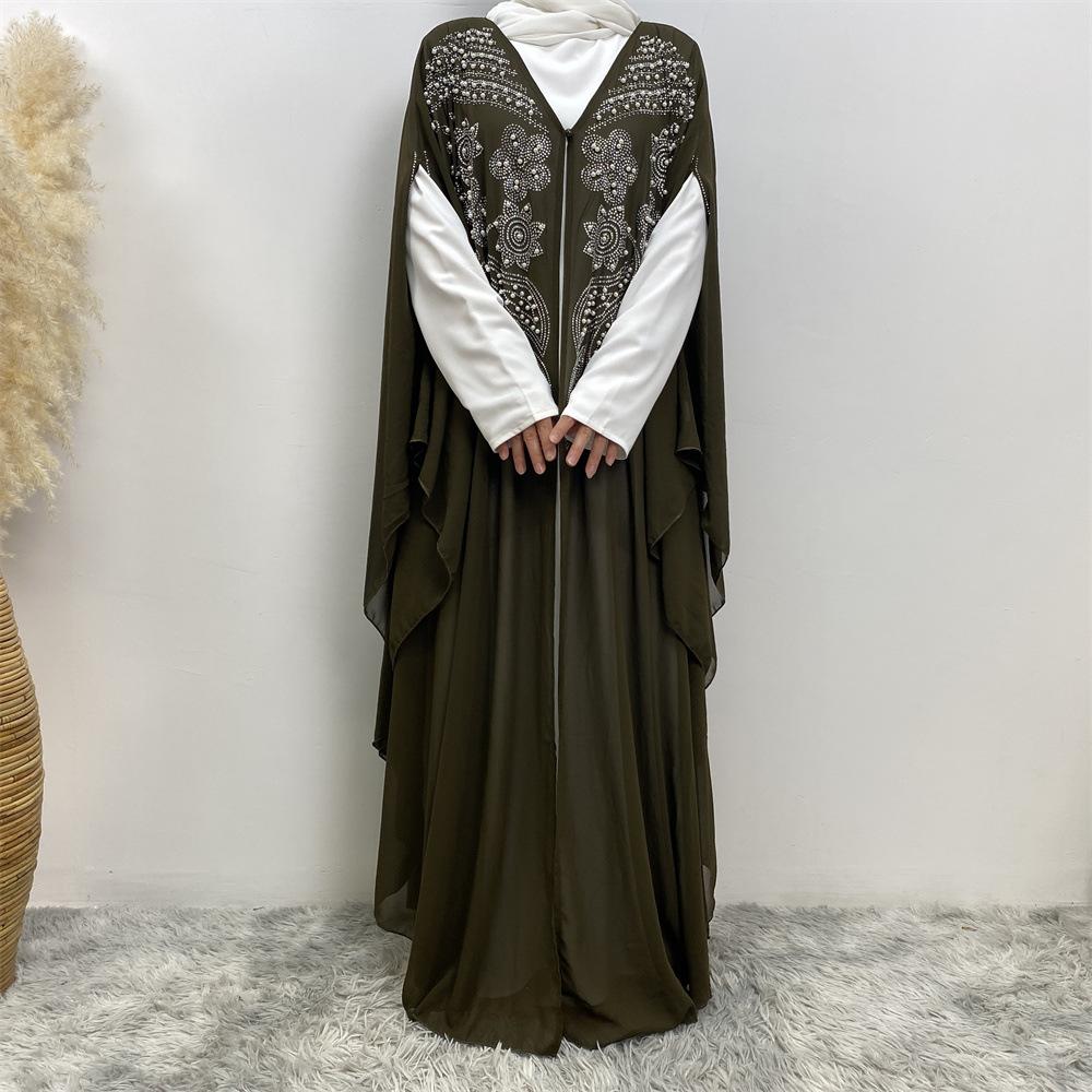 LUMAYA LUMAYA1085 Muslim Rhinestone Cardigan Dress