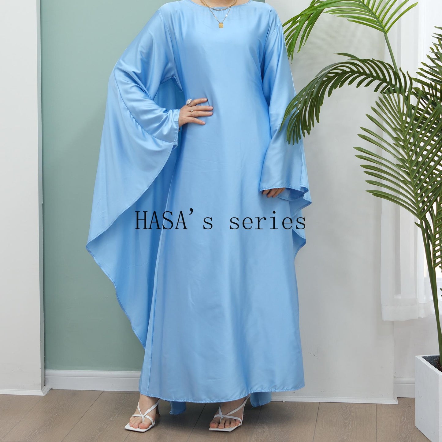 LUMAYA4835 High-density Stretch Satin Long Dress, Simple, Elegant, and Comfortable To Wear.