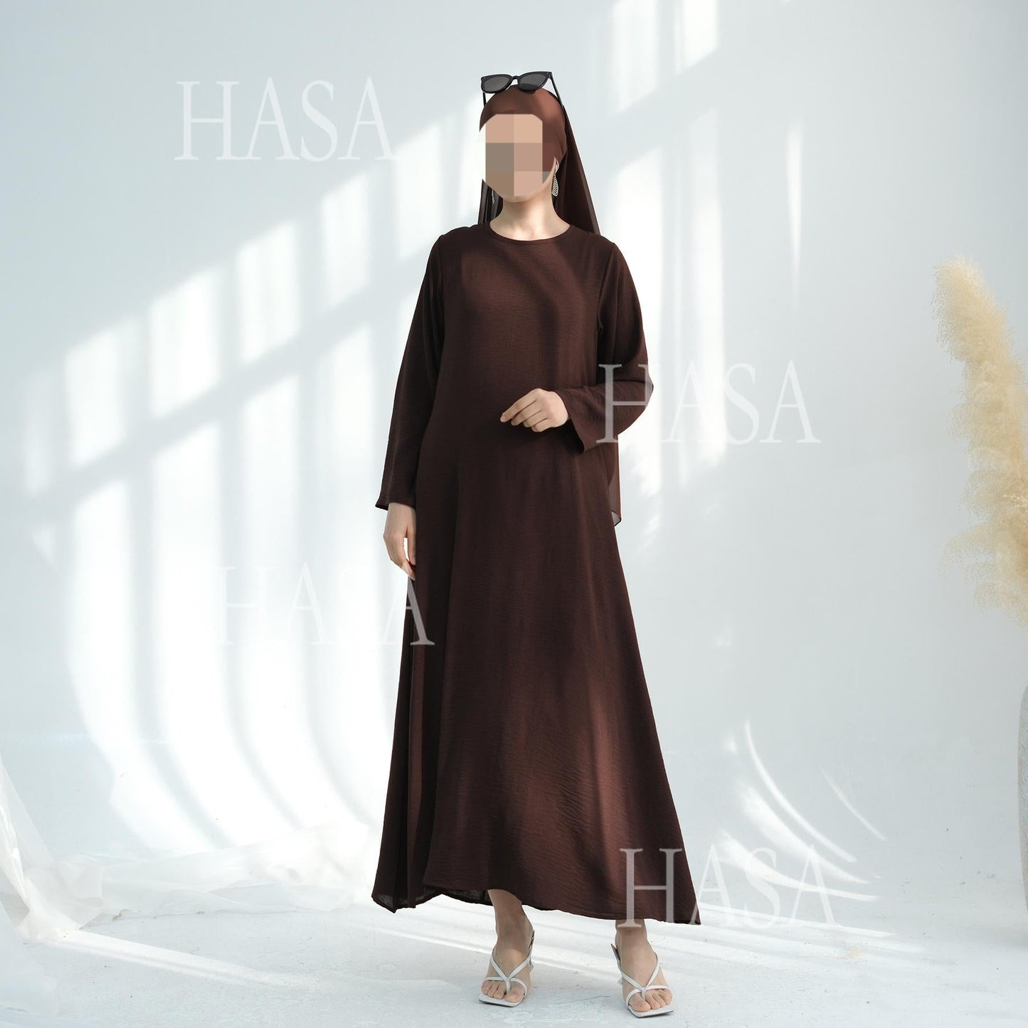 LUMAYA6513 Double-layered sleeve chiffon cardigan two-piece robe abaya (headscarf not included)