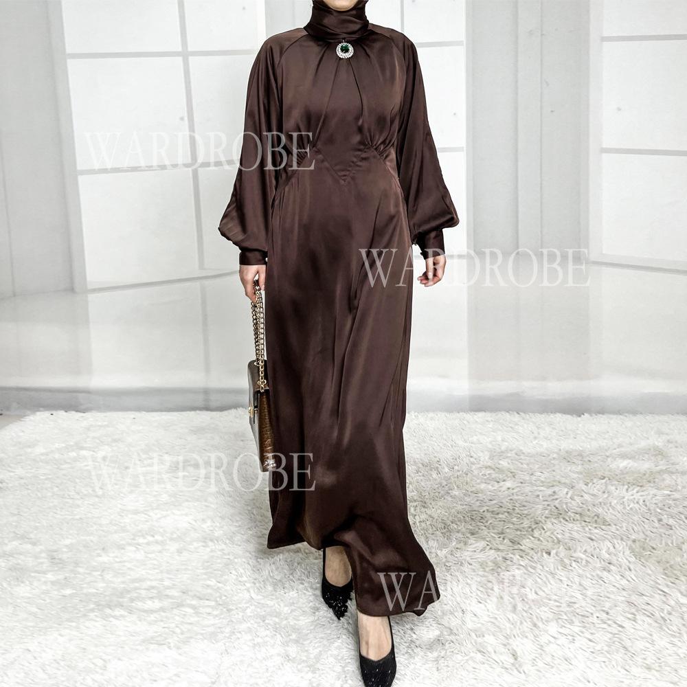 LUMAYA5859 High-end Silk Satin Robe (headscarf Not Included), Elegant Design Exudes Luxurious Texture