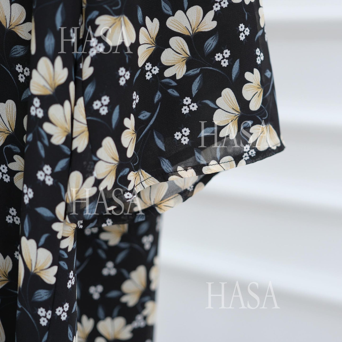 LUMAYA6515 Summer Printed Chiffon Jacket and Headscarf Two-Piece Set