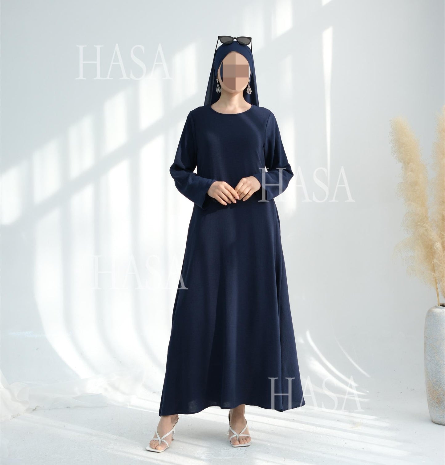LUMAYA6513 Double-layered sleeve chiffon cardigan two-piece robe abaya (headscarf not included)