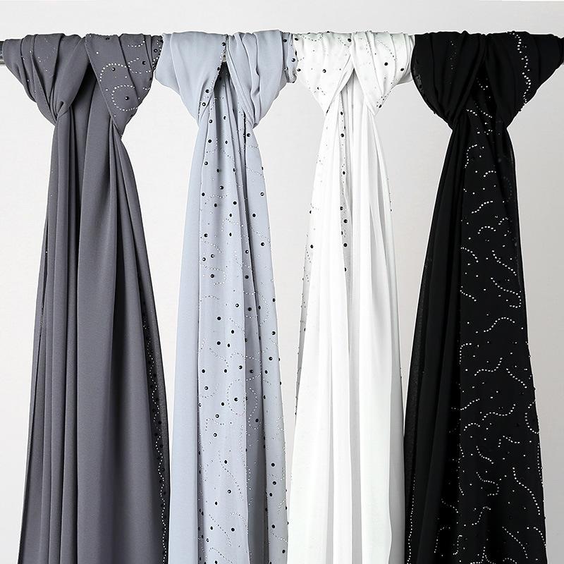 LUMAYA LM1127 Pearl Chiffon Rhinestone Headscarf