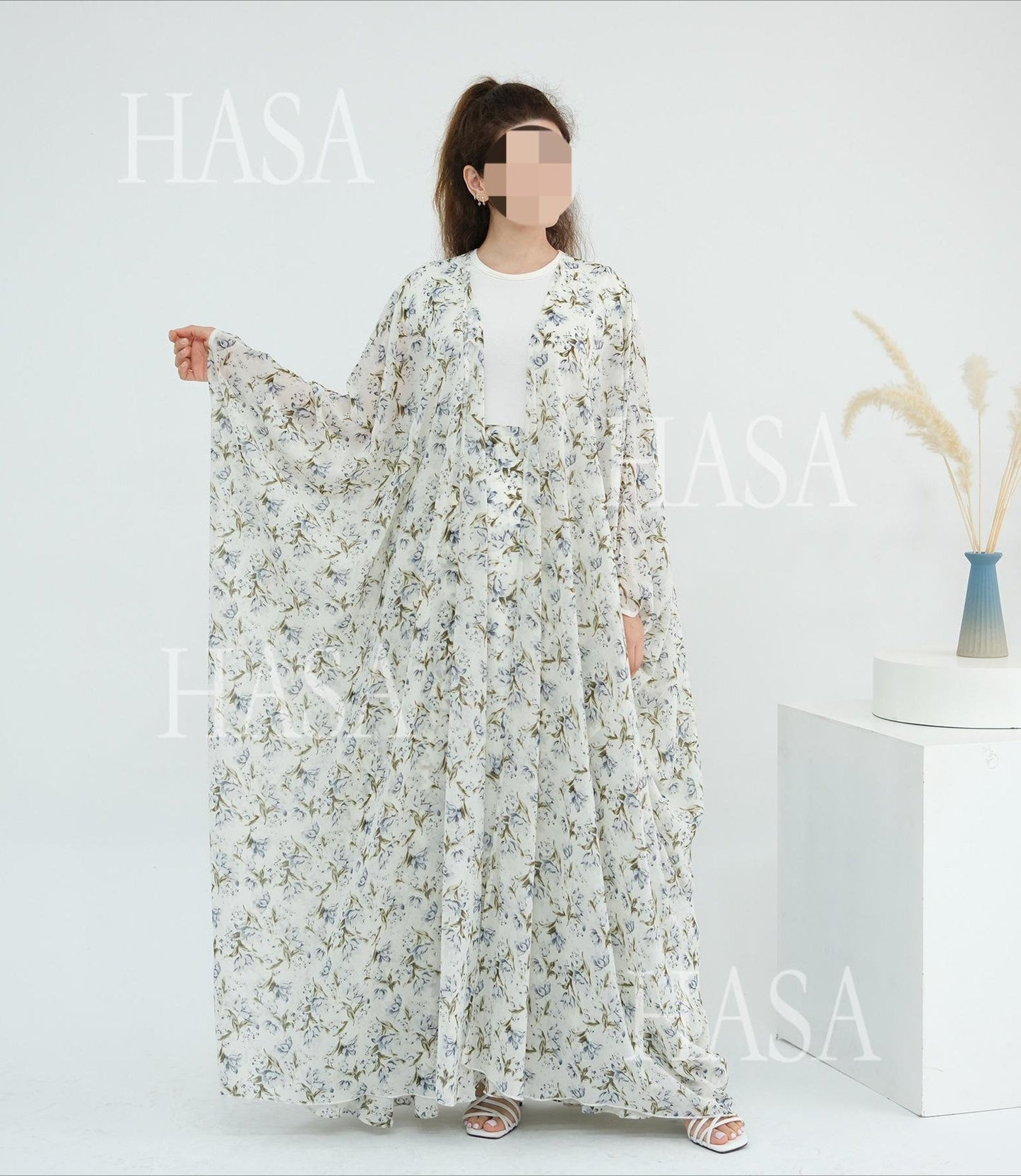 LM6580 Printed cardigan and skirt two-piece set