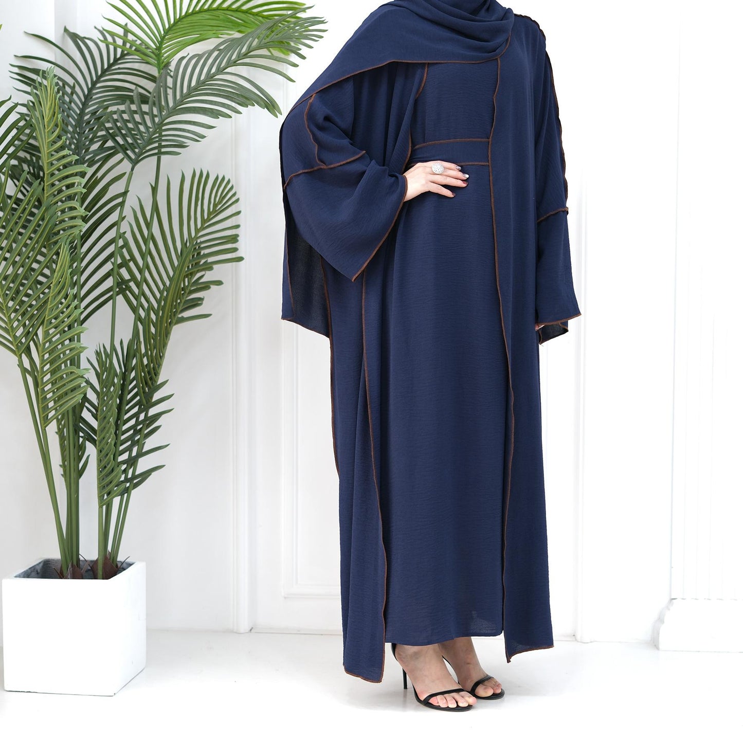 LUMAYA LM1095 3pcs Set Cardigan+without Sleeves Inner Dress+Hijab