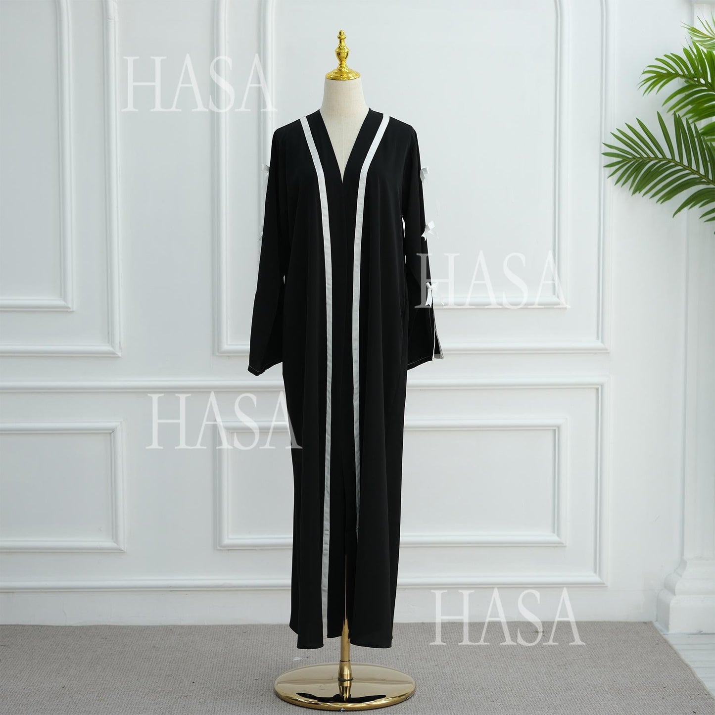 LUMAYA6520 Cardigan-Morgenmantel Mit Schleife (Kopftuch Nicht Inbegriffen)