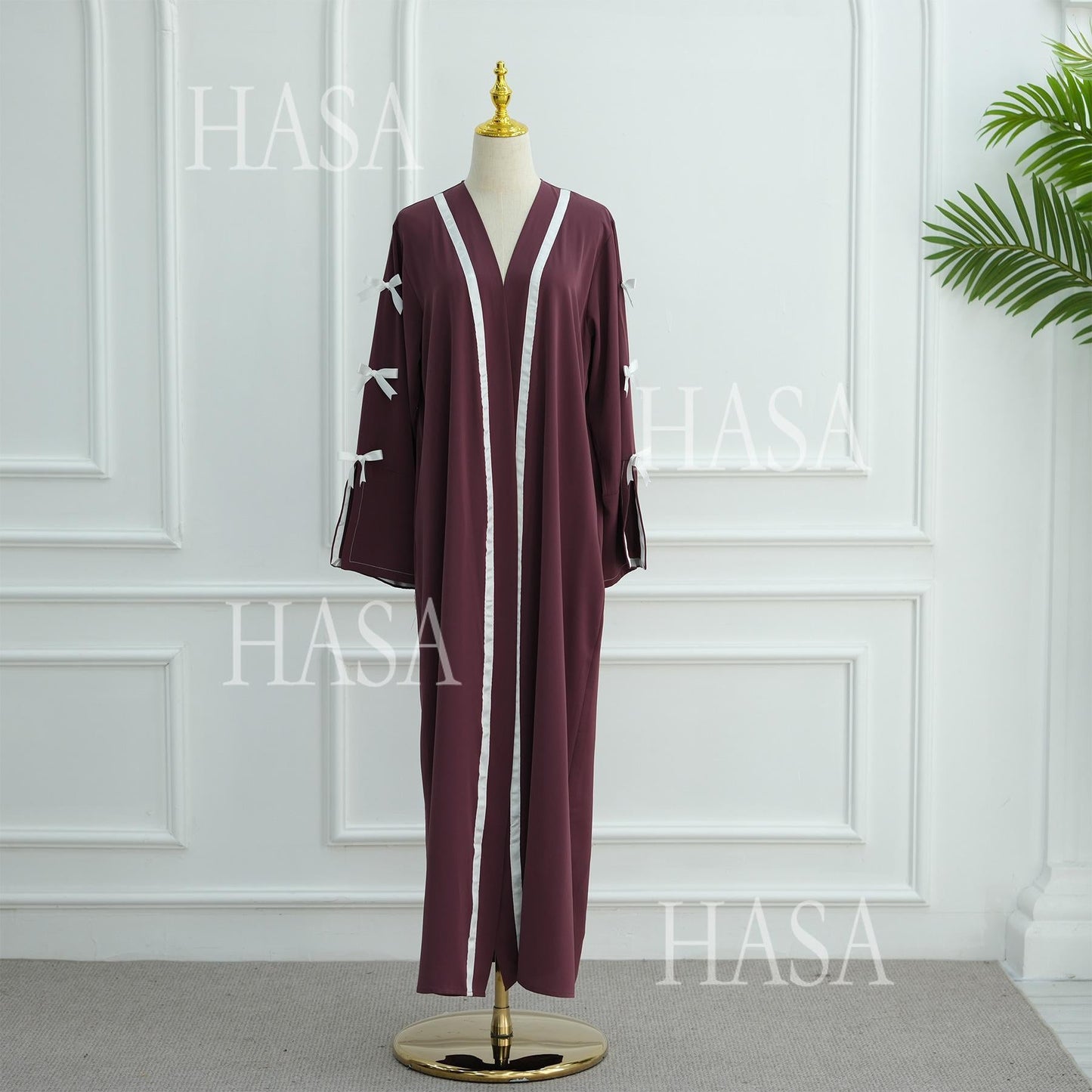 LUMAYA6520 Cardigan-Morgenmantel Mit Schleife (Kopftuch Nicht Inbegriffen)