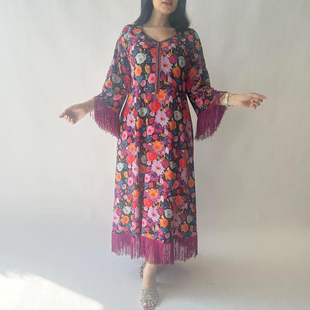 LUMAYA LUMAYA1080 Printed Casual Muslim Abaya