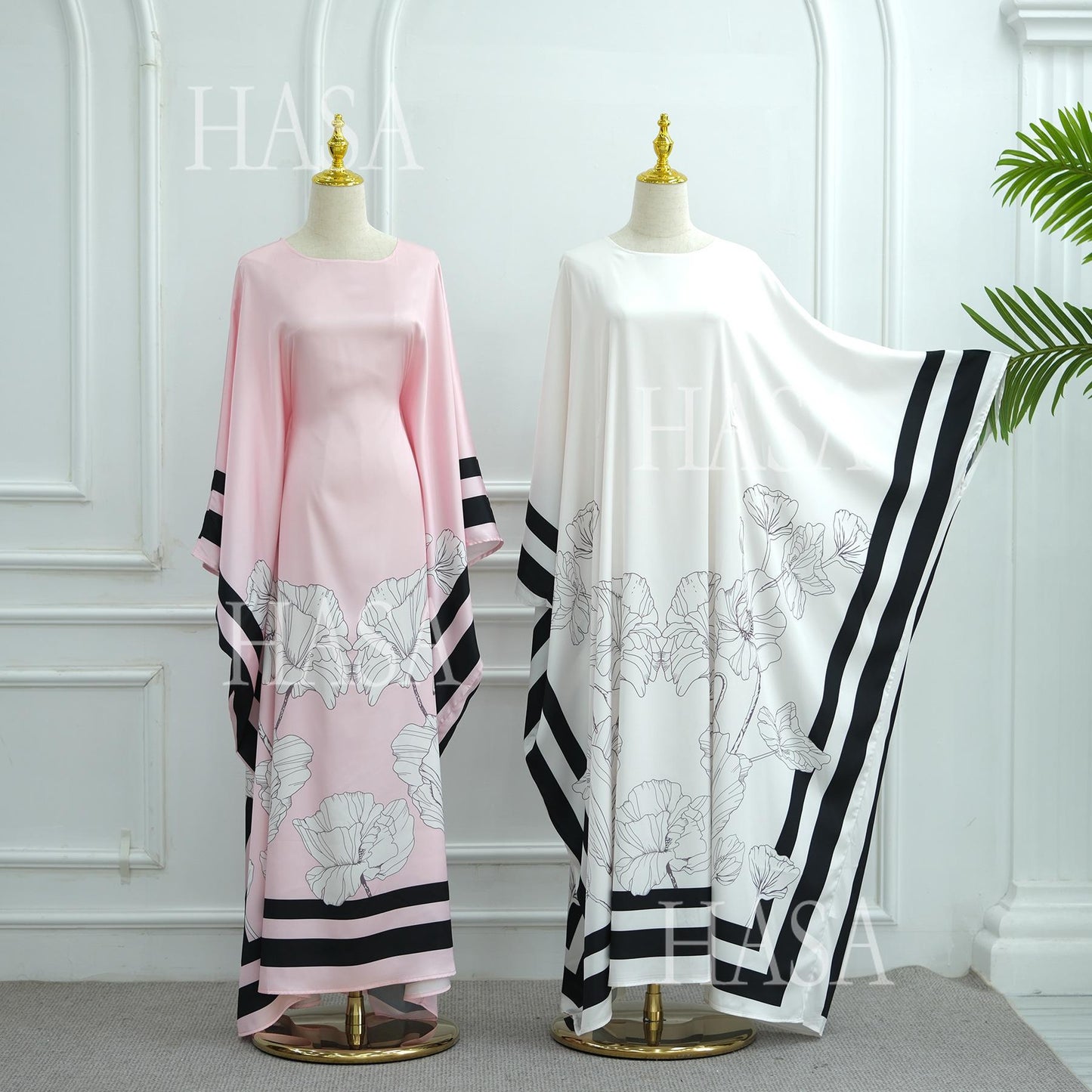 LM6556 Colorblock Print Cardigan Robe Dress