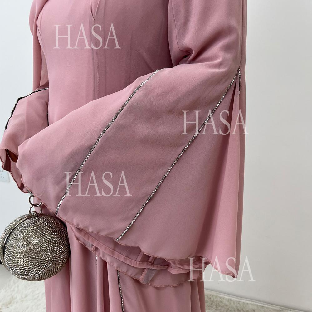 LUMAYA6497 Solid Color Light Luxury Chiffon Long Skirt Suit