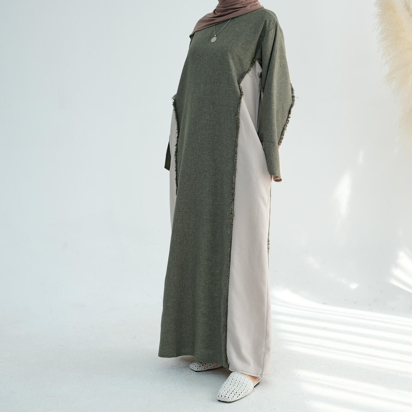 LUMAYA5508 Elegant patchwork robe - lightweight and comfortable, showing fashion taste plain casual dress
