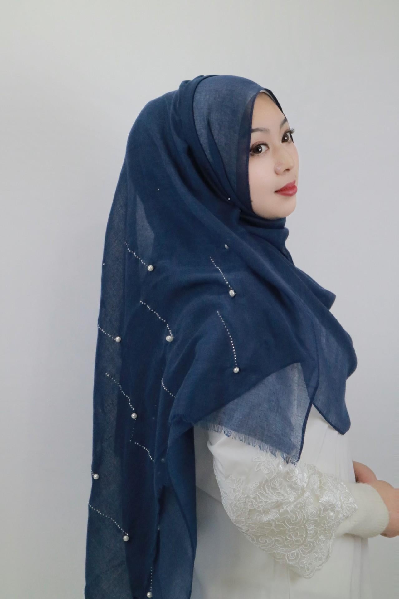 LUMAYA LM1106 Solid Color Scarf Long Beaded SLMwl Headband