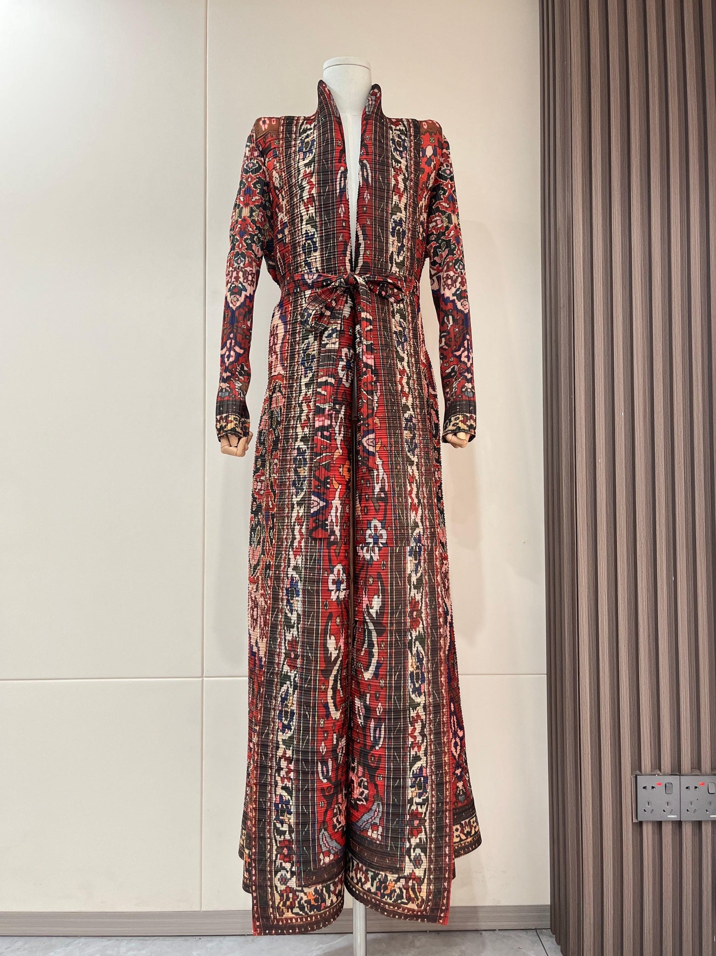 LUMAYA6706 Bohemian Elegance , Vibrant Red Printed Abaya