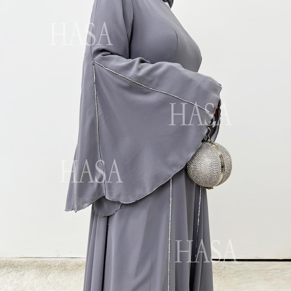 LUMAYA6497 Solid Color Light Luxury Chiffon Long Skirt Suit