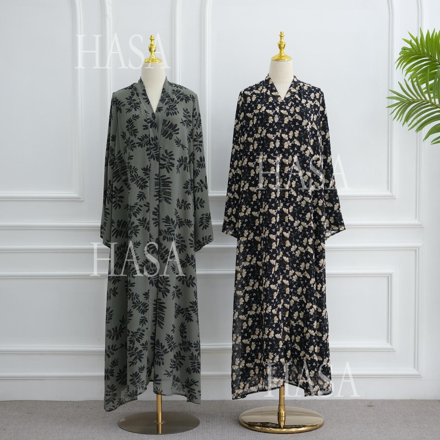 LUMAYA6515 Summer Printed Chiffon Jacket and Headscarf Two-Piece Set