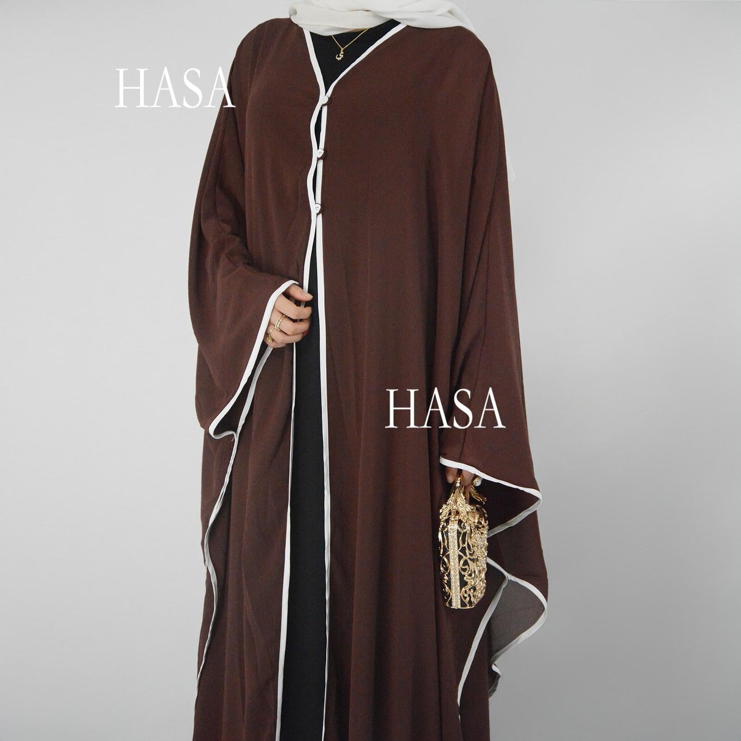 HA6325  One Size Chiffon Cover-Up with Batwing Sleeves and Button Front