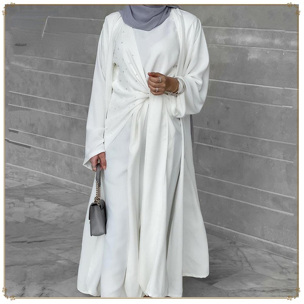LUMAYA LUMAYA1012 2pcs Set Solid Color Cardigan+Inner Dress