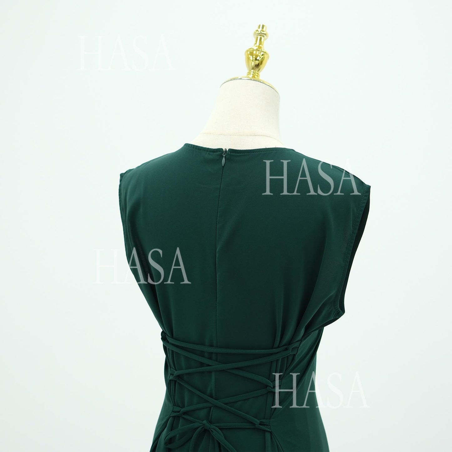 LUMAYA6470 Sleeveless Long Dress with Adjustable Back Lacing