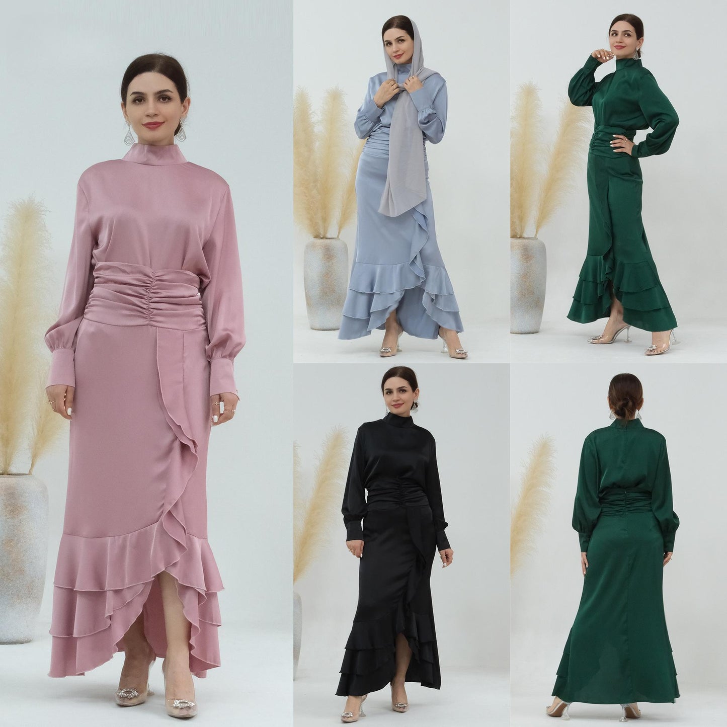 LUMAYA LUMAYA0718 Solid Colour High Neck Slimming Set