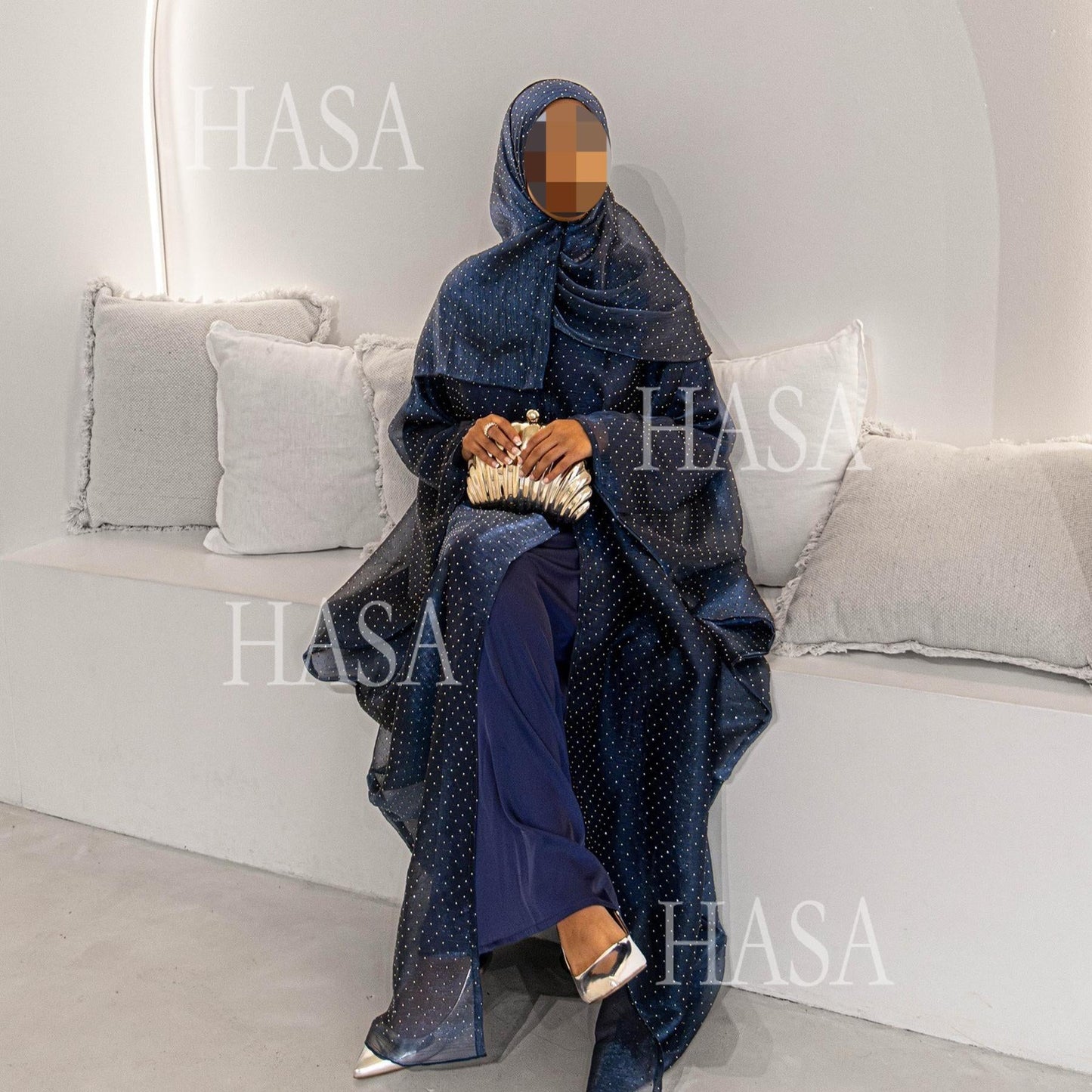 LUMAYA6493 Lightweight Ice Flower Ruffle Textured Rhinestone Robe Three-Piece Set