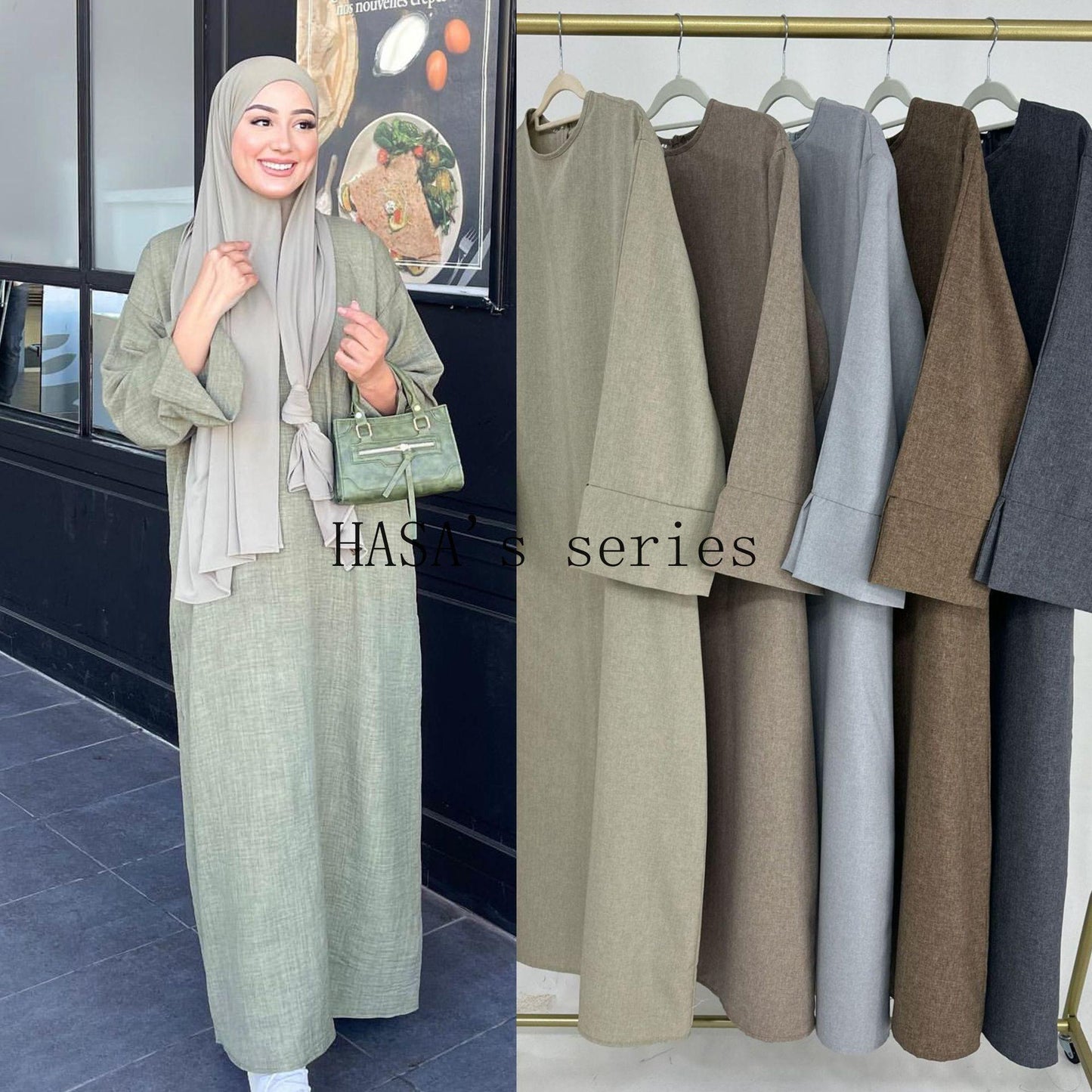LUMAYA4855 A Solid-colored, Loose-fitting Maxi Dress, Offering Both Comfort and Elegant Style.