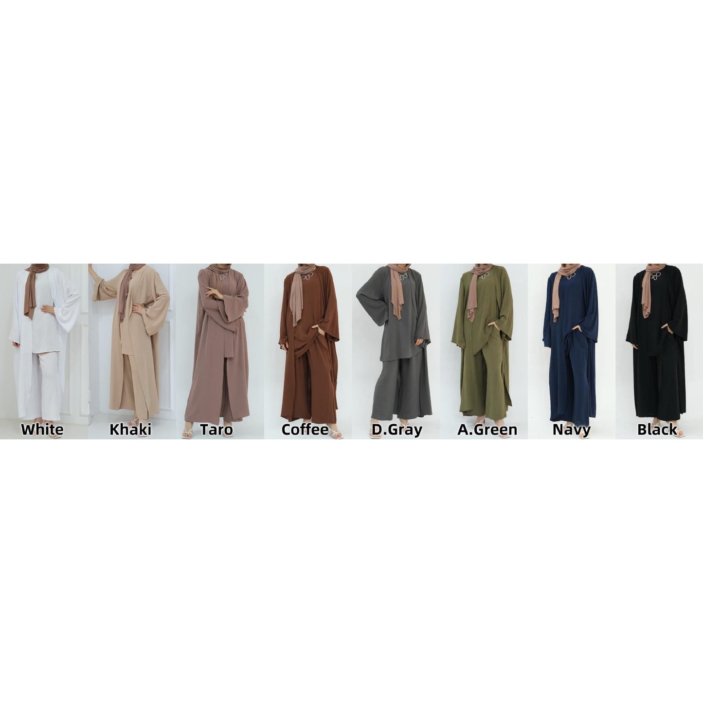 LM5107 Classic Solid Color Three-piece Suit - Loose Long Design Combination