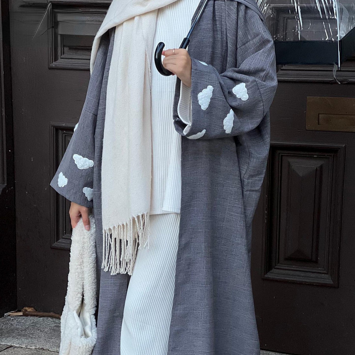 LUMAYA LUMAYA0992 Cloud Embroidered Elegant Cardigan Robe