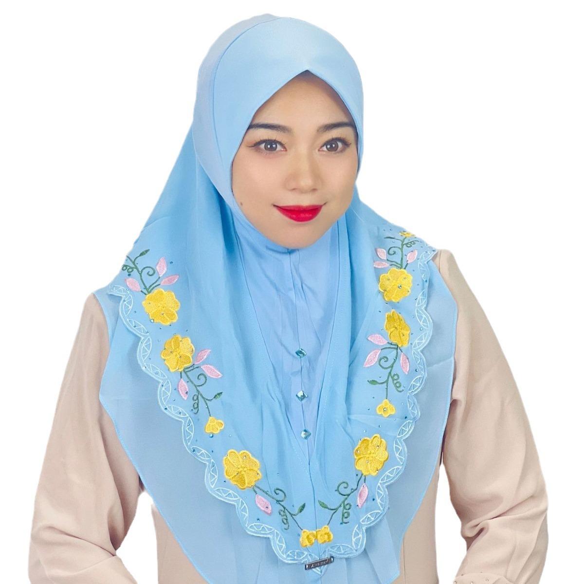 LUMAYA LM1105 Double Layered Floral Embroidered Lace Headscarf for Women