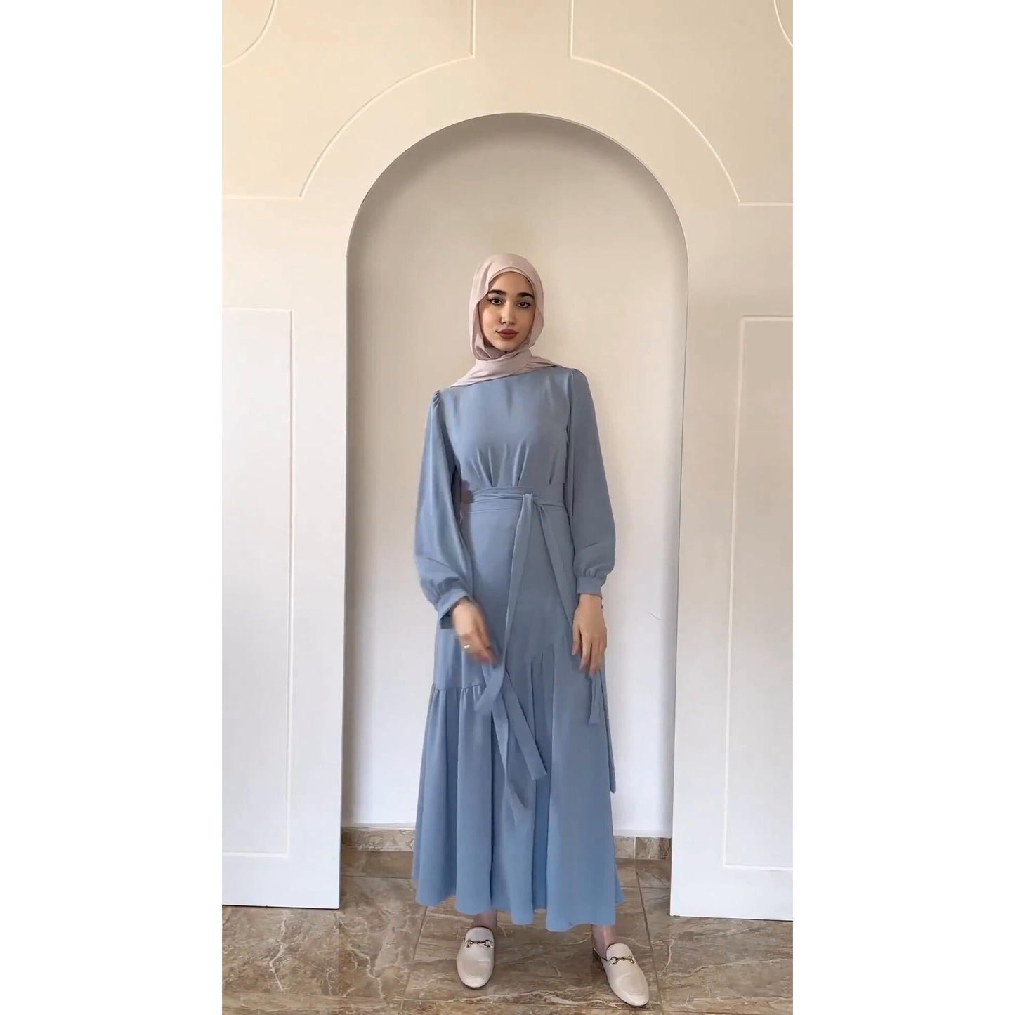 LUMAYA LUMAYA0823 2pcs Set Long Sleeved with Lace Up LMlf Length Dress
