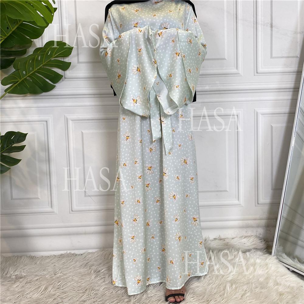 LM6590 Fashionable Printed Loose-fitting Dress with Lace-up Design and Wide Swing
