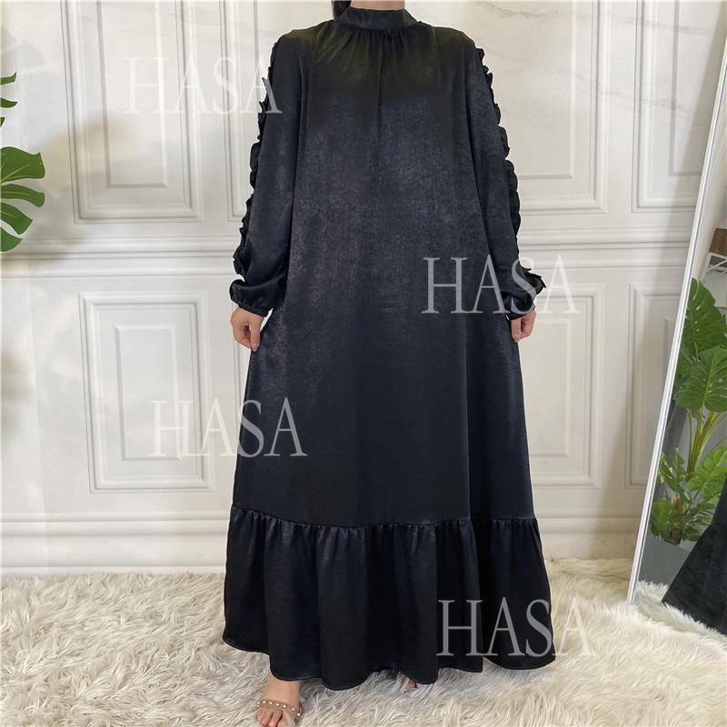 LM6591 Solid Color Turtleneck Long Sleeve Dress with Pleated Waistband