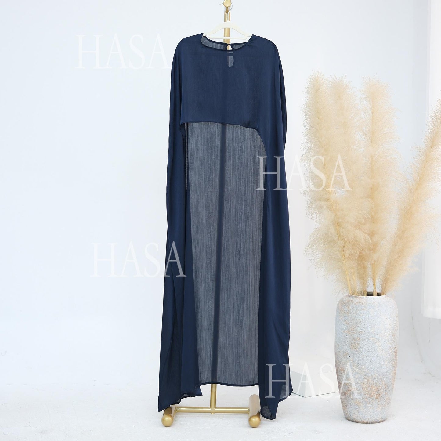 LUMAYA5870 Elegant drape two-piece robe dress-Light luxury street style abaya girl
