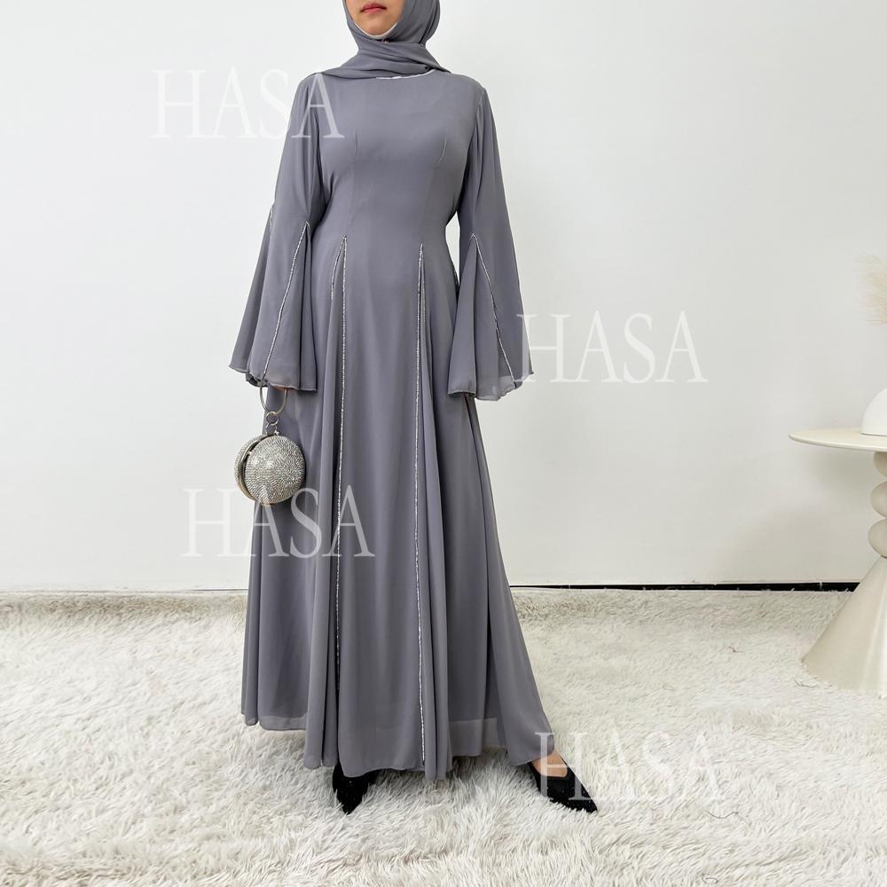 LUMAYA6497 Solid Color Light Luxury Chiffon Long Skirt Suit