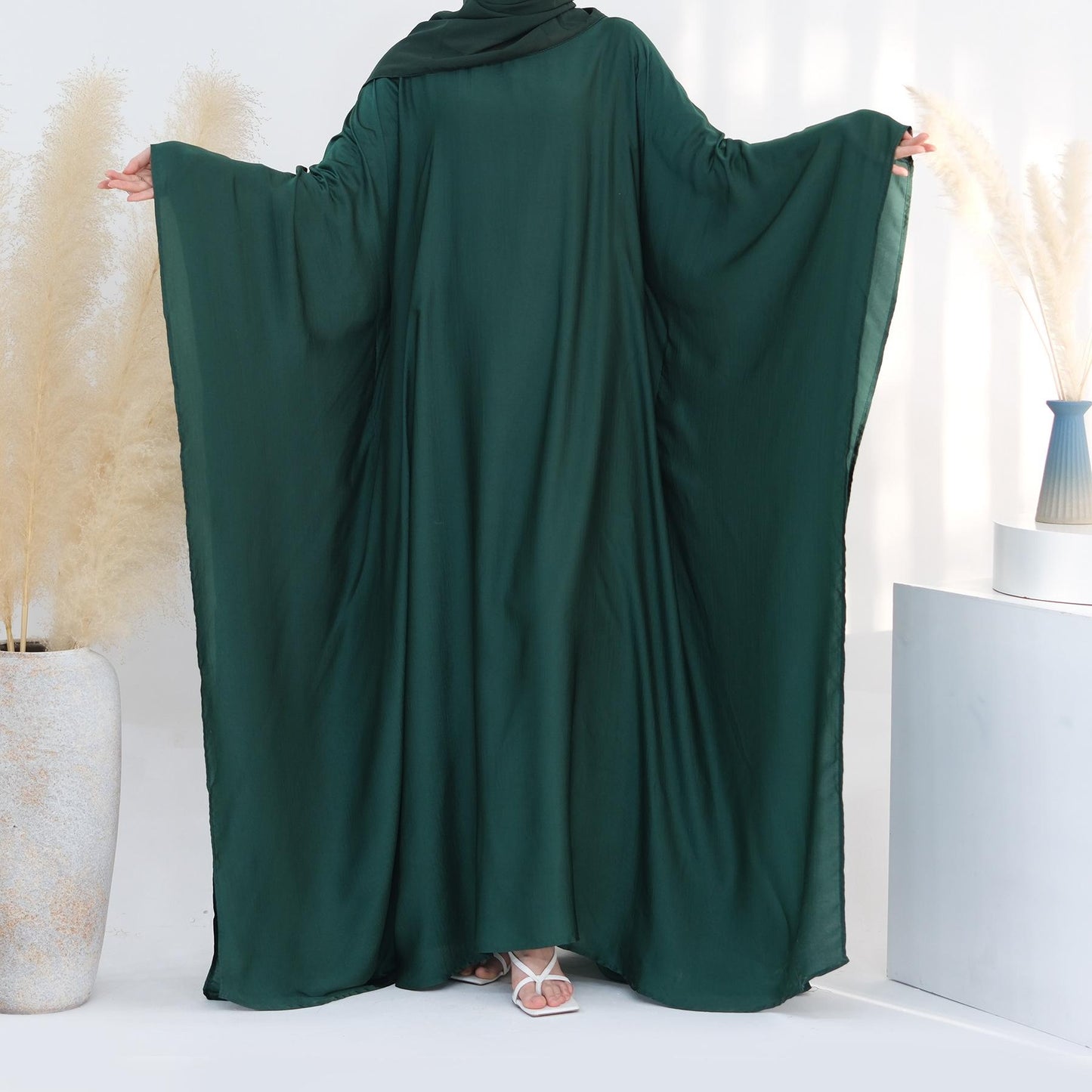 LUMAYA LM1174 Waist Raging Bat Sleeves Dress Crepe Kaftan